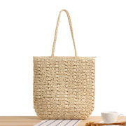 夏のレトロな草編みバッグい縦編みのワンショルダーバッグフレンチエスニックカジュアルトートバッグ