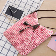 韓国版シンプル大判かぎ針斜め掛け草編みバッグフリンジショルダー編みバッグレディースバッグビーチバッグ