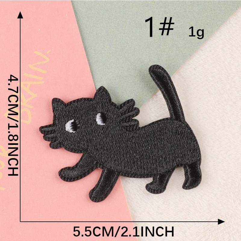 9種】黒猫 刺繍ワッペン ワッペンシール アイロンワッペン アップリケ