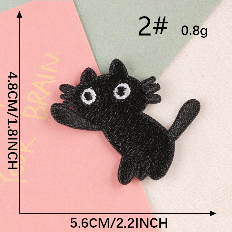 9種】黒猫 刺繍ワッペン ワッペンシール アイロンワッペン アップリケ