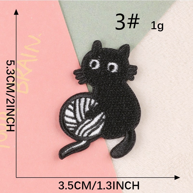 9種】黒猫 刺繍ワッペン ワッペンシール アイロンワッペン アップリケ