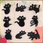 【9種】黒猫 刺繍ワッペン ワッペンシール アイロンワッペン アップリケ アイロン接着 ハンドメイド