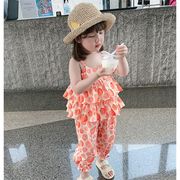 子供服 セットアップ キッズ 女の子 夏 トップス Tシャツ キャミソール フリル ロングパンツ