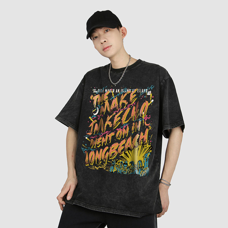 メンズファッション ラウンドネック 半袖Tシャツ 男女兼用 ストリート 