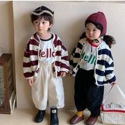 超人気  韓国風 子供服    ベビー    男女兼用  トップス   ニット  コート    長袖  横縞   2色
