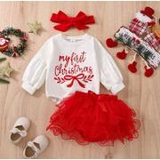 クリスマス   韓国風子供服  ベビー    ロンパース  + スカート   女の子  長袖  ファッション