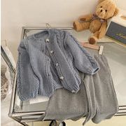 韓国風子供服  キッズ  ベビー服  女の子  長袖  ニット  カーディガン + ズボン + 長袖 Tシャツ