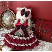 レッド ドレス 手作り犬服 猫服   ネコ雑貨  ペット服 ペット用品  ワンピース 犬用品 ドッグウェア
