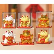 2025 ins  招き猫  ミニチュア  デコパーツ  太陽エネルギー インテリア置物  手を振る  モデル  車載用品