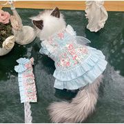 花柄 ドレス 手作り犬服 猫服   ネコ雑貨  ペット服 ペット用品  ワンピース 犬用品 ドッグウェア