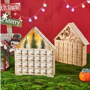 クリスマス  カレンダー  木製  LED  発光    収納  24日間のカウントダウン   撮影用具 6色