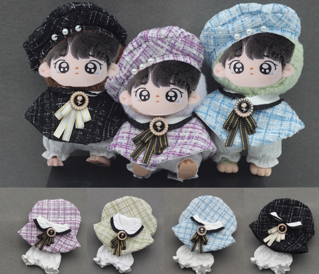 帽子+マント   ぬいぐるみ用服 人形doll  人形着せ替え ミニチュア ミニドール おもちゃ  17cm用 4色