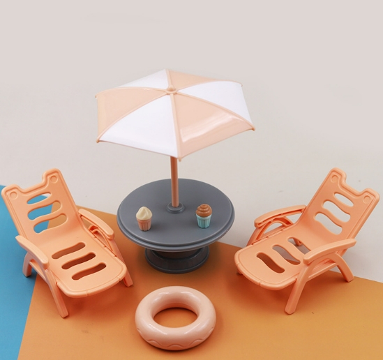 新品 ドールハウス用 ミニチュア  模型   置物    デコパーツ    モデル ビーチテーブル 椅子