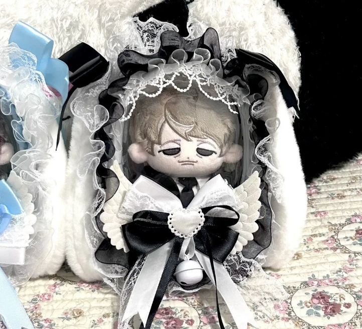 レース 推し活ぬいぐるみ用バッグ 人形doll BJD 収納バッグ ミニチュア ミニドール クリアケース 10cm用