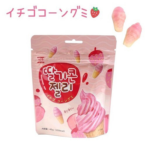 韓国　ソジュ　イチゴコーングミ　45g　いちご味　ソフトクリーム