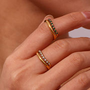 女性 アクセサリー ステンレス スチール メッキ 18K リアル ゴールド 超人気商品 ジルコン 指輪