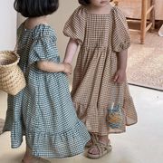 【2023夏】韓国風子供服 ベビー服 キッズ 女の子 格子柄 半袖 ワンピース　