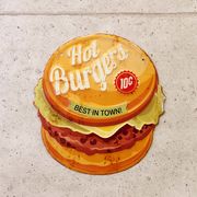 アンティークエンボスプレート ハンバーガー Hot Burgers MP2005