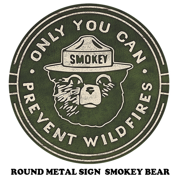 ラウンド メタルサイン SMOKEY BEAR【スモーキーベア ブリキ看板