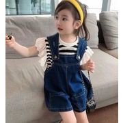 夏新作 韓国風子供服    ベビー服  トップス  チョッキ +オーバーオール  デニム  セットアップ