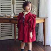 韓国子供服 女の子 フリル ショート トレンチコート オシャレ ジャケット アウター 休日 お花見