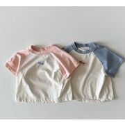 韓国子供服  2023夏新作  ベビー服  可愛い  半袖  Tシャツ  トップス  韓国風  73-90CM 2色