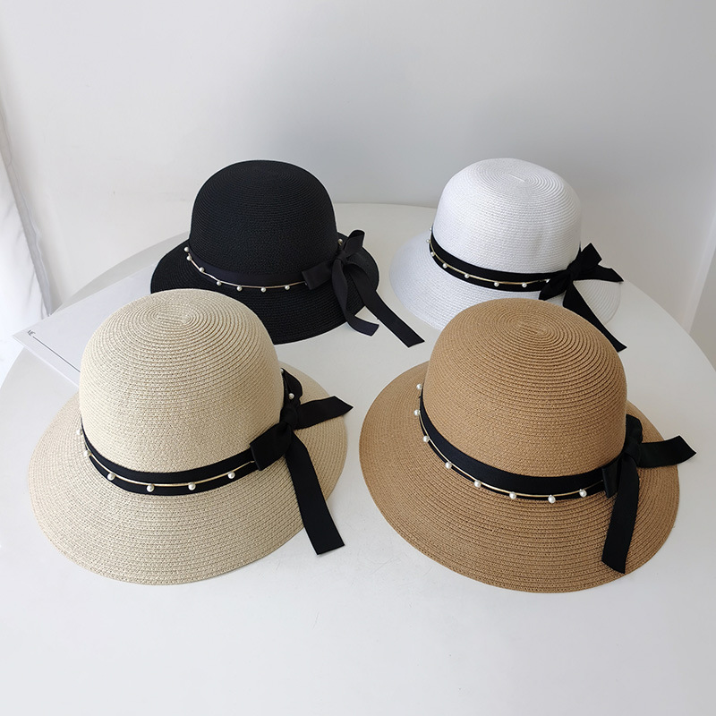 帽子　麦わら帽子　パール　韓国ファッション　レディース　春夏　紫外線対策