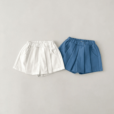 夏新作 韓国風 ガールズ キッズ ショートパンツ 薄い プリーツスカート付半ズボン フリル 66-100