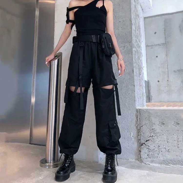 カーゴパンツ ダンス衣装 白 黒 パンツ レディース ワークパンツ