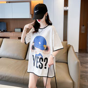 【予約220095】大きいサイズ春夏新作 韓国 レディース ファッション  Tシャツ ワンピースLL-4L