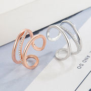 レディースリング 開き調整 韓国風ジルコンダイヤモンドジュエリーリング