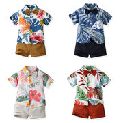 夏子供服 半袖花柄シャツ 男の子 ショートパンツ ハワイアン風 カジュアル 2点セット