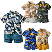 夏子供服 花柄半袖シャツ 男の子 ショートパンツ カジュアル2点セット
