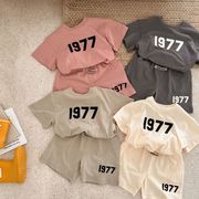 2ピース/セット韓国の子供服 半袖Tシャツショートパンツスーツ男の子服 女の子服  夏服  キッズ アパレル