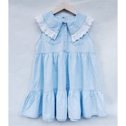 子供服 ワンピース 150 160 韓国子ども服 キッズ 女の子 夏 ノースリーブ フリル 綿 折り襟