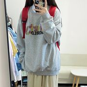 【予約220770】大きいサイズ秋冬 韓国 カレッジ風 カジュアル プリント Tシャツ パーカー LL-4L