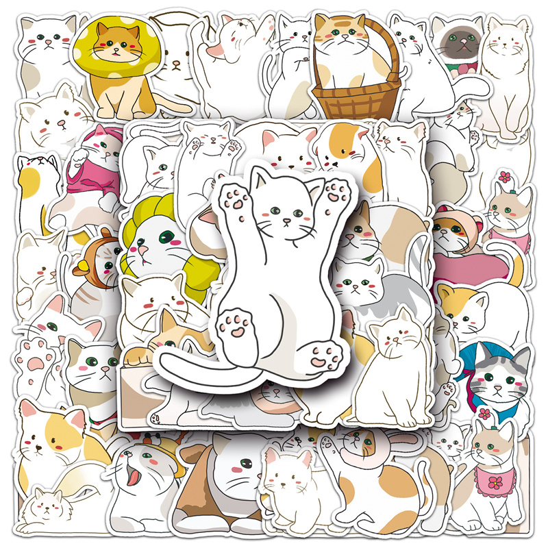 50枚 かわいい猫ステッカー   シール 手帳ステッカー  防水 装飾ステッカー