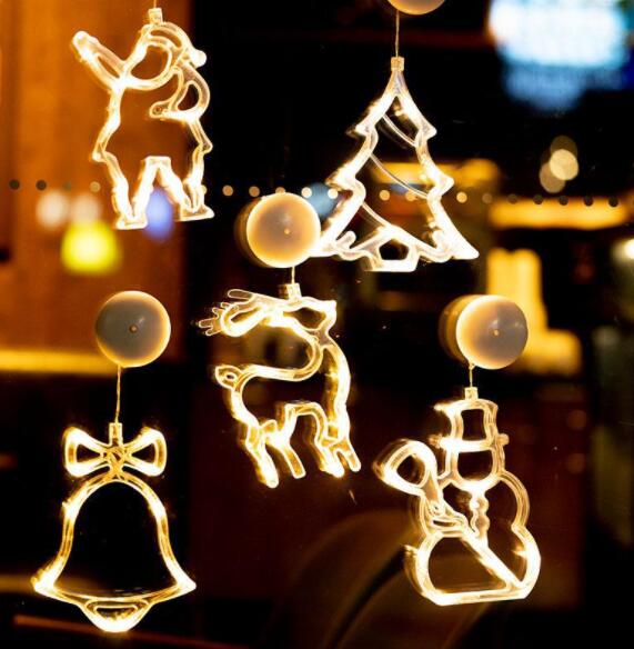 クリスマス ツリーLEDライト ウィンドウ 飾りライト 吊り下げ イルミネーション 吸盤式 電池式 点灯 室内