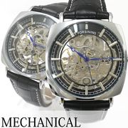 自動巻き腕時計 ATW043-SVBK スクエア フルスケルトン ピンクゴールドケース 機械式腕時計 メンズ腕時計