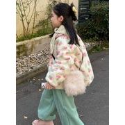 2025 冬新作 韓国風  子供服   ベビー服  トップス     もふもふ  コート  厚めの服 花柄