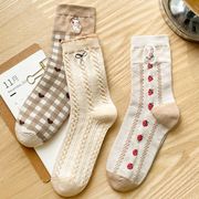 ソックス　靴下　ins風　レディース　韓国ファッション　コットン　秋冬　刺繍　兎
