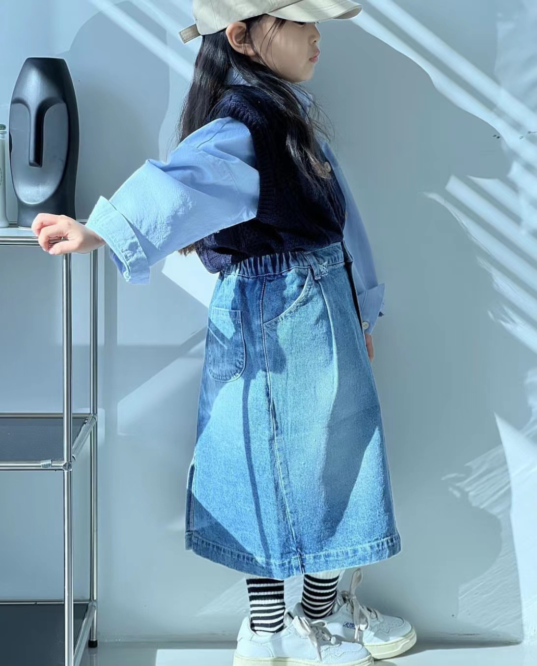 ★Girls★ 　子供ロングスカート　クールキッズデニムスカート　カジュアル　韓国子供服