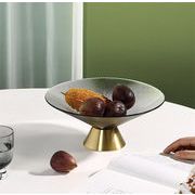 追加限定発売品質保証 金属底果皿 家庭用振り子 家庭用 個性 果物盆 スナックトレイ ガラス水果皿