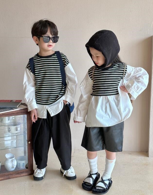2023秋新品 韓国風 子供服キッズ 男女兼用 短 パンレザーパンツ