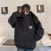【予約221430】大きいサイズ秋冬 韓国 カレッジ風 長袖 プルオーバー 暖かい トップス コート LL-4L裏起毛