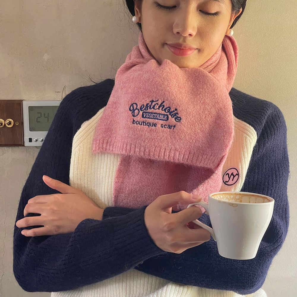 刺繍マフラー　レディース　韓国ファッション　デザイン　秋冬　全8色