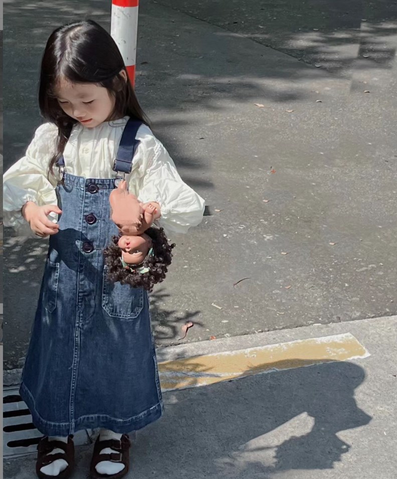 韓国風子供服    キッズ服    ワンピース    カジュアル    デニムスカート