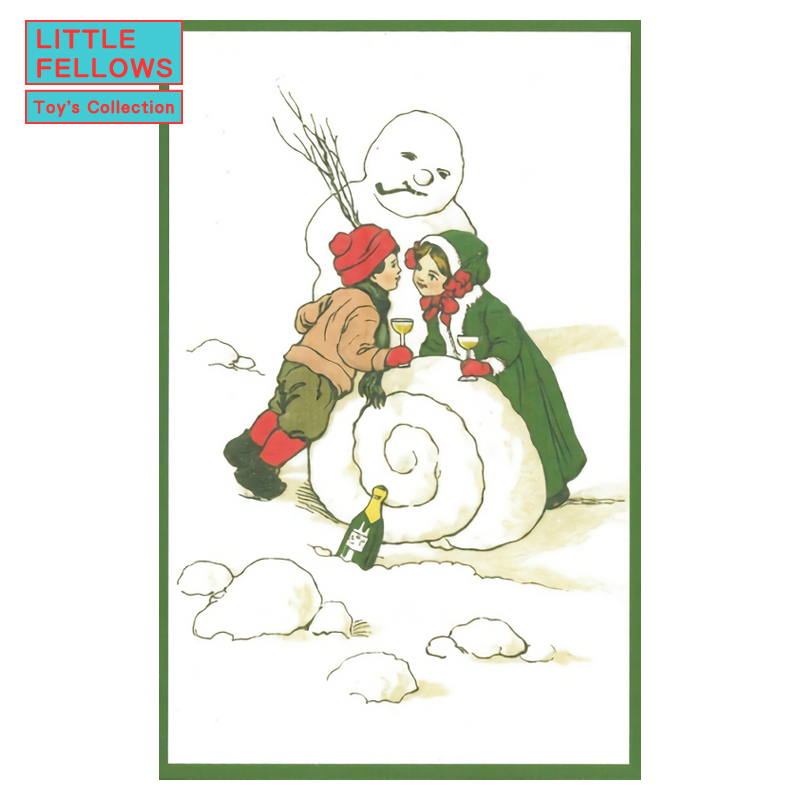 ■湘南インターナショナル■■2023X'mas　新作■　クリスマスポストカード　雪だるまと乾杯