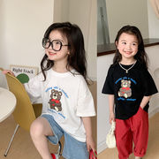 夏 子供服 漫画の半袖 かわいいクマ半袖 男子と女子 半袖Tシャツ 韓国の子供服