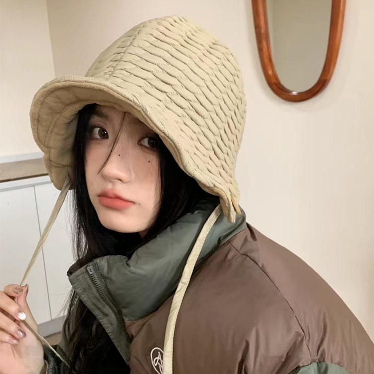レディース帽子　バケットハット　キルティング　韓国ファッション　秋冬　全4色